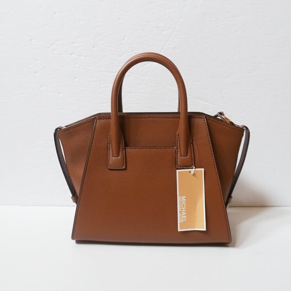 Michael Kors Avril Small Top Zip Satchel Shoulder Bag Brown Luggage - Picture 7 of 14